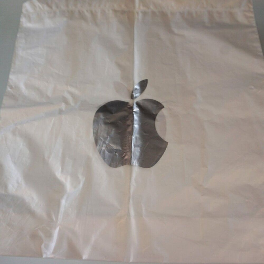 Genuine Apple Silver Logo Store Plastic Drawstring Bag - Picture 3 of 4